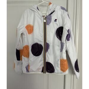 K Way Kids polka dot-print hooded jacket Sz. 10 white